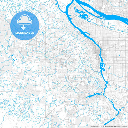 Rich detailed vector map of Beaverton, Oregon, USA