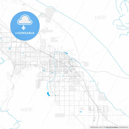 Rich detailed vector map of Indio, California, USA
