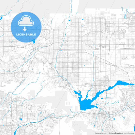 Rich detailed vector map of Chino, California, USA