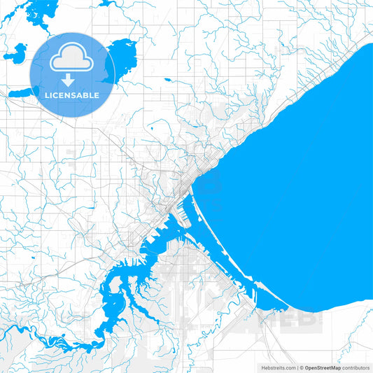 Rich detailed vector map of Duluth, Minnesota, USA