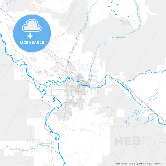 Rich detailed vector map of Missoula, Montana, USA
