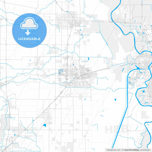 Rich detailed vector map of Davis, California, USA