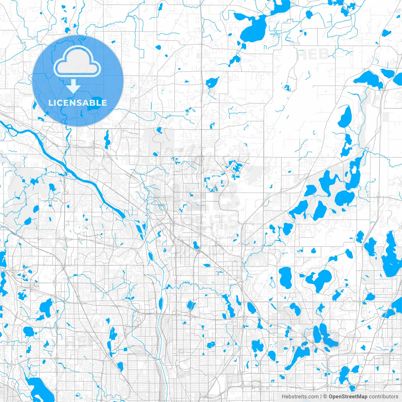Rich detailed vector map of Blaine, Minnesota, USA