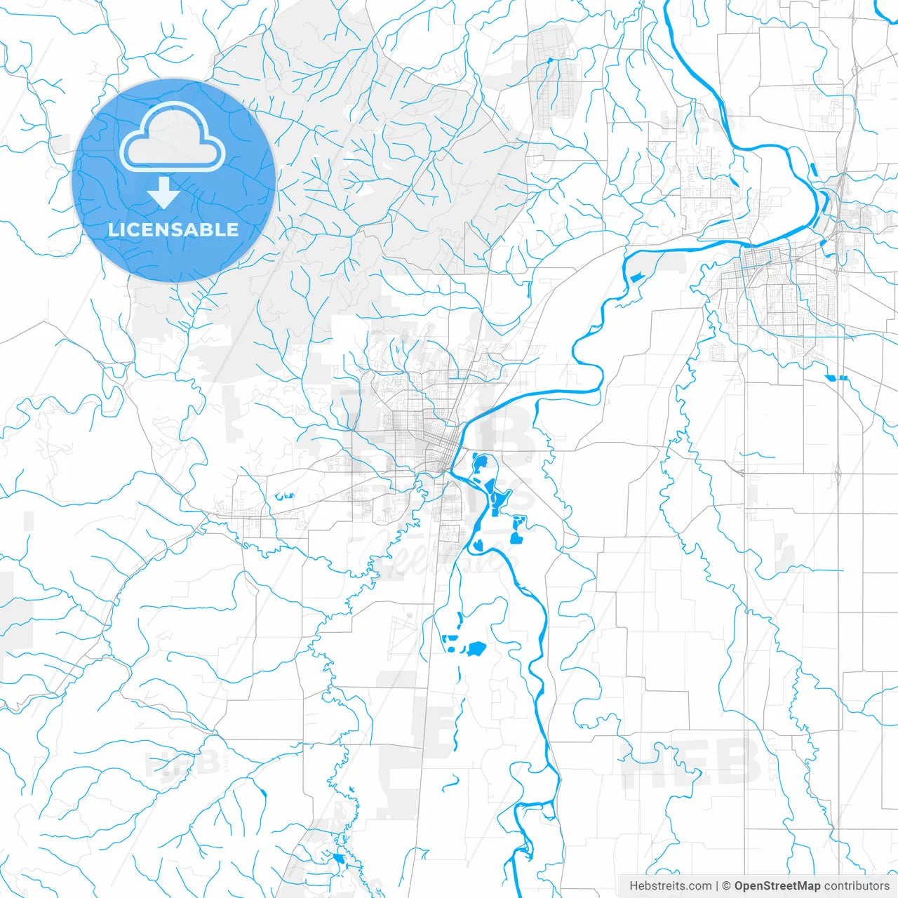 Rich detailed vector map of Corvallis, Oregon, USA