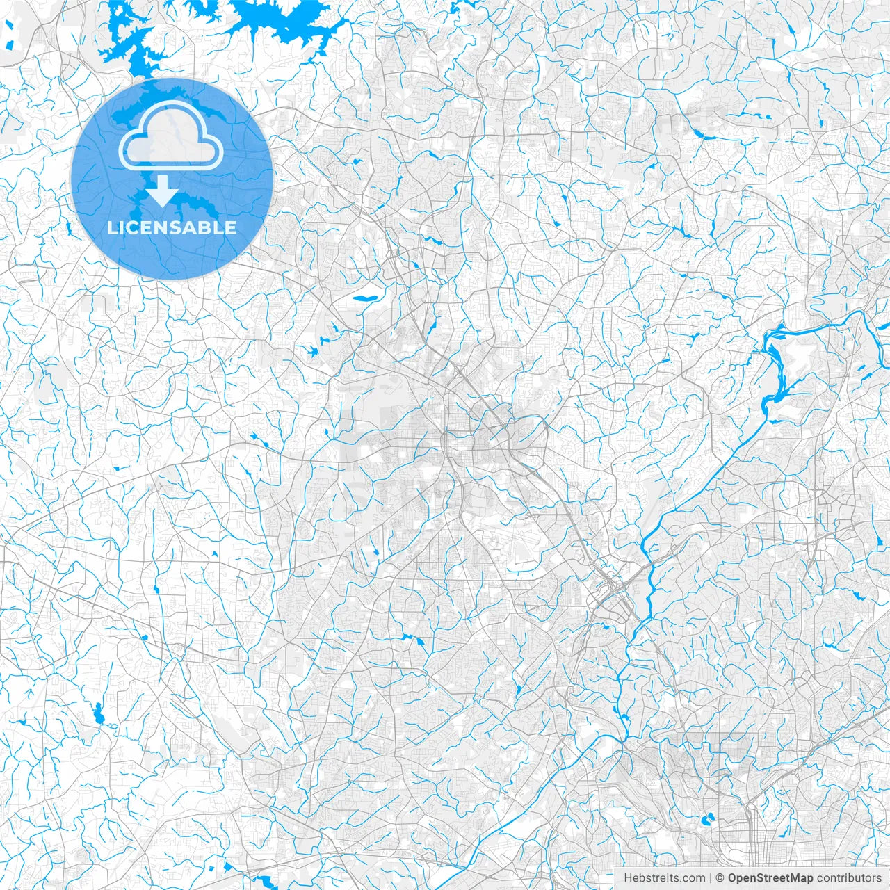 Rich detailed vector map of Marietta, Georgia, USA
