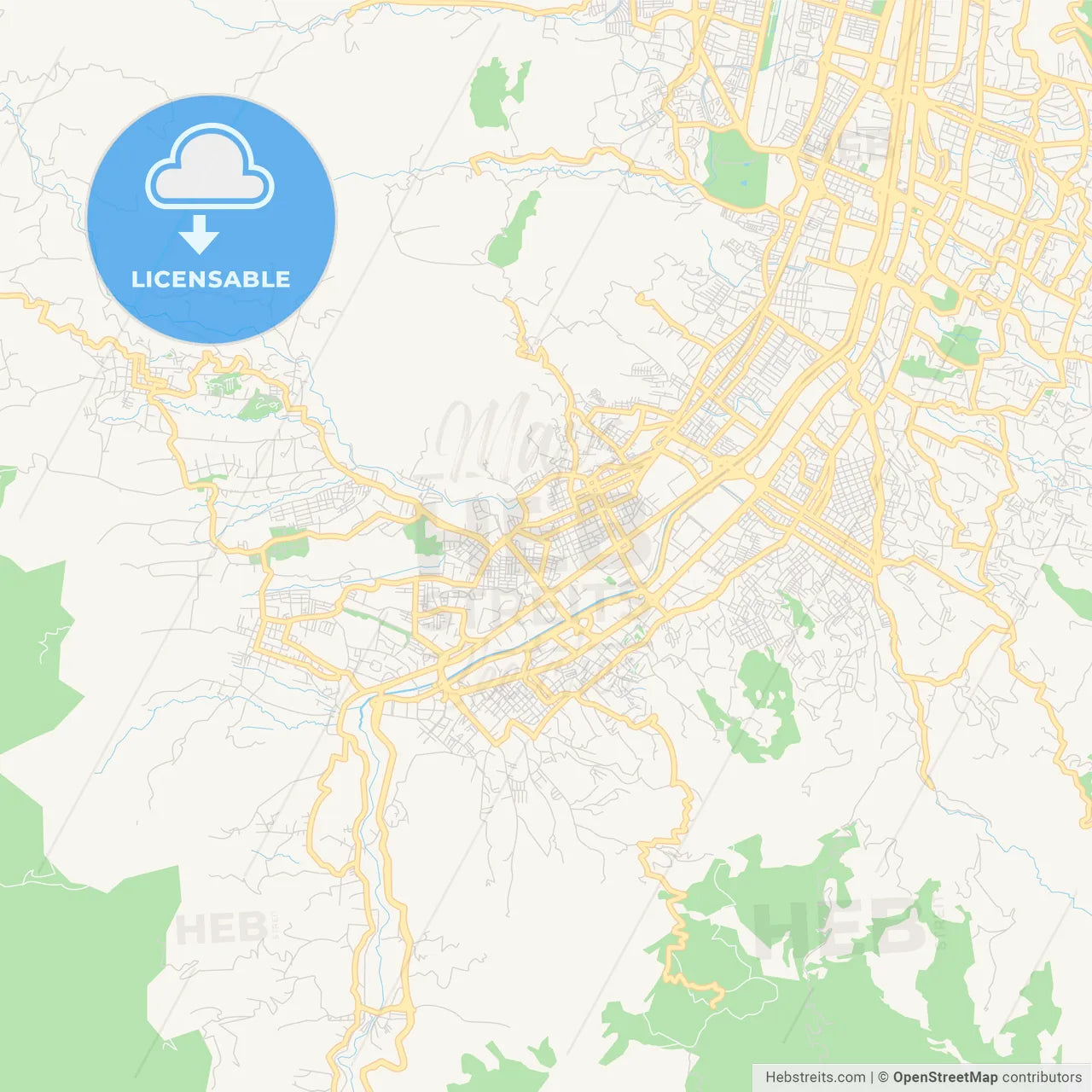 Printable street map of Itaguei, Colombia