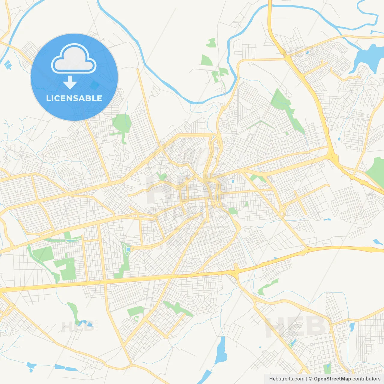 Printable street map of Americana, Brazil