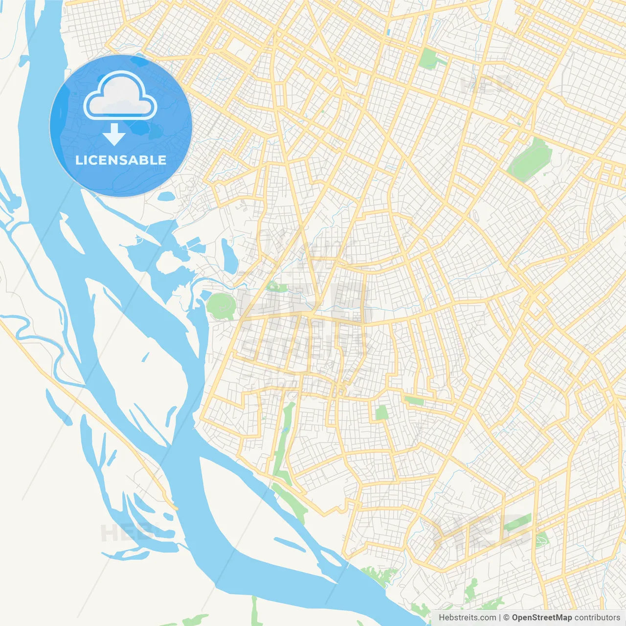 Printable street map of Lambare, Paraguay