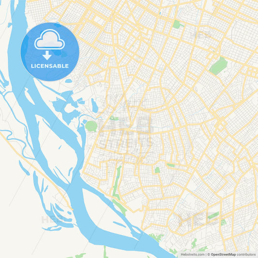 Printable street map of Lambare, Paraguay