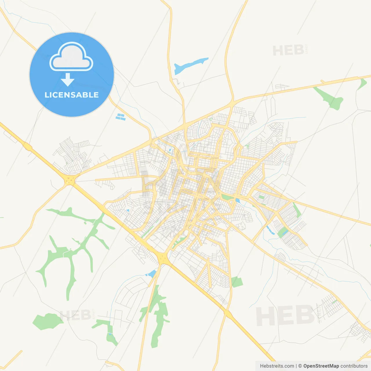 Printable street map of Catanduva, Brazil