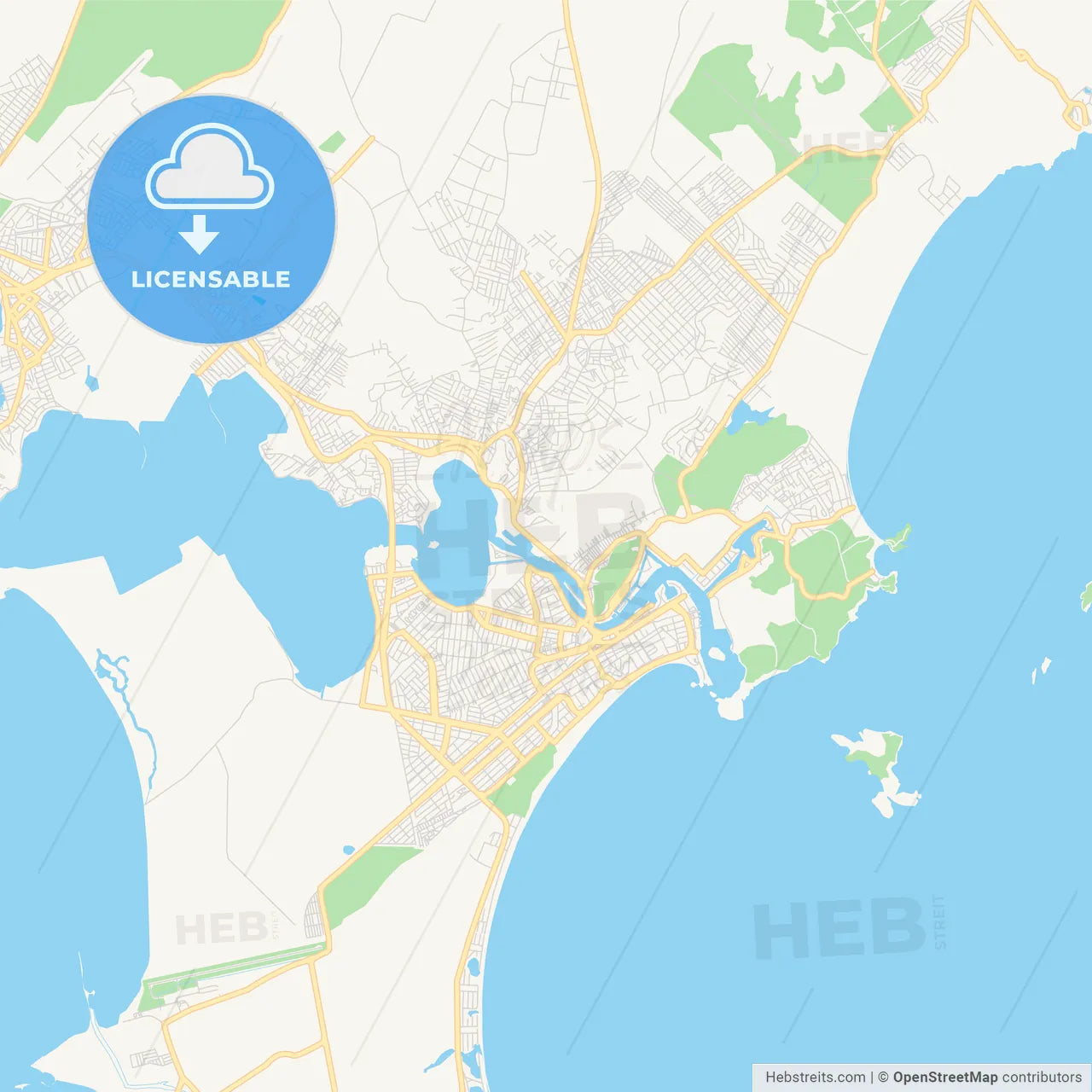Printable street map of Cabo Frio, Brazil