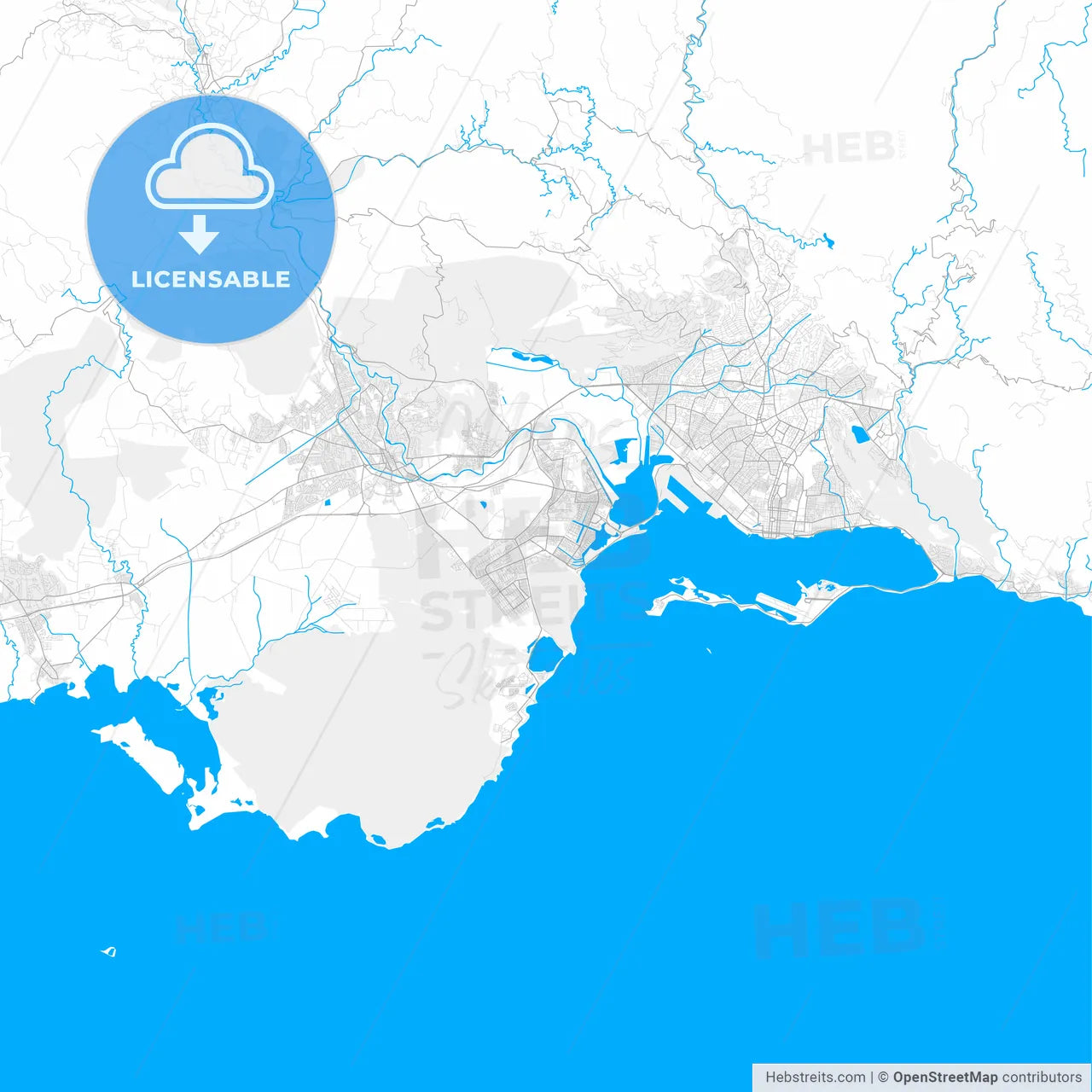 Rich detailed vector map of Portmore, Clarendon, Jamaica