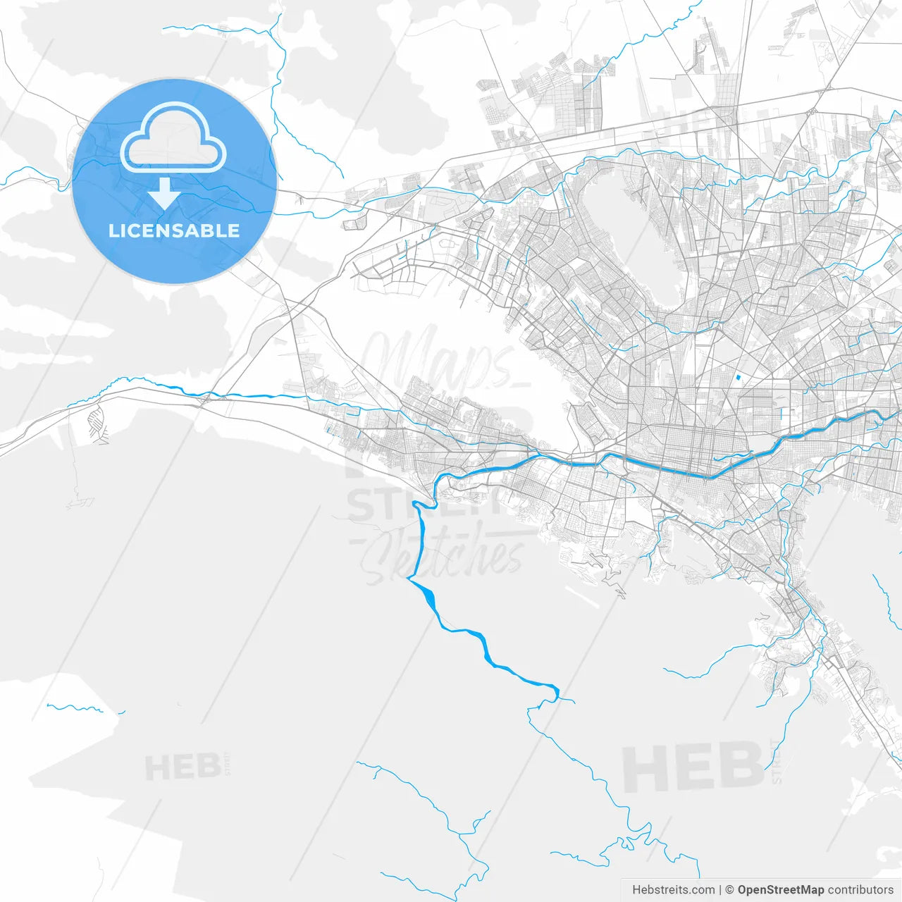 Rich detailed vector map of Santa Catarina, Nuevo León, Mexico