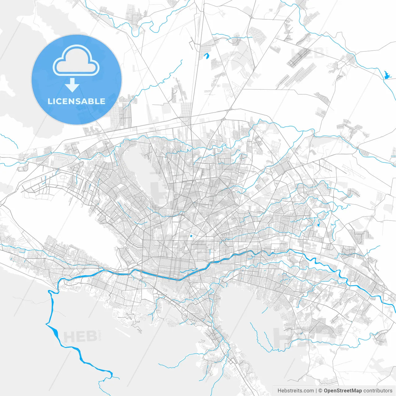 Rich detailed vector map of San Nicolás de los Garza, Nuevo León, Mexico