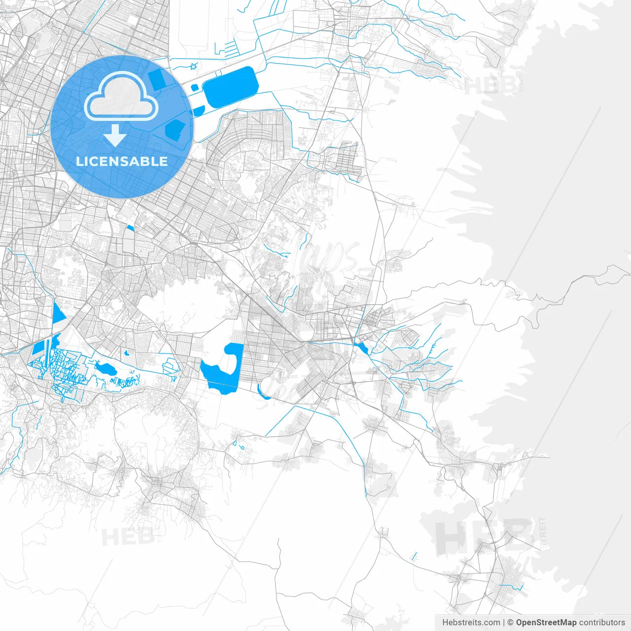 Rich detailed vector map of Ixtapaluca, México, Mexico
