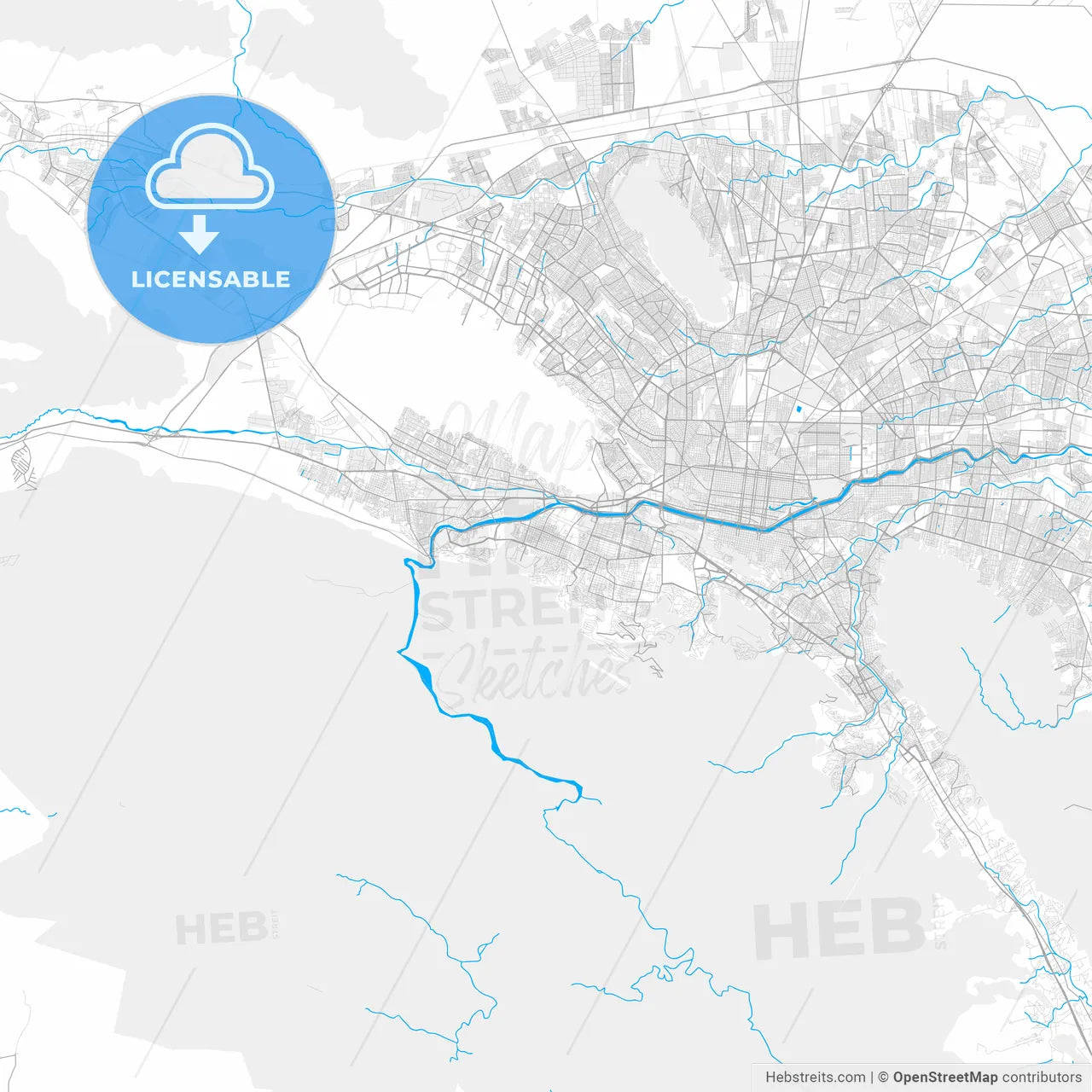 Rich detailed vector map of San Pedro Garza García, Nuevo León, Mexico