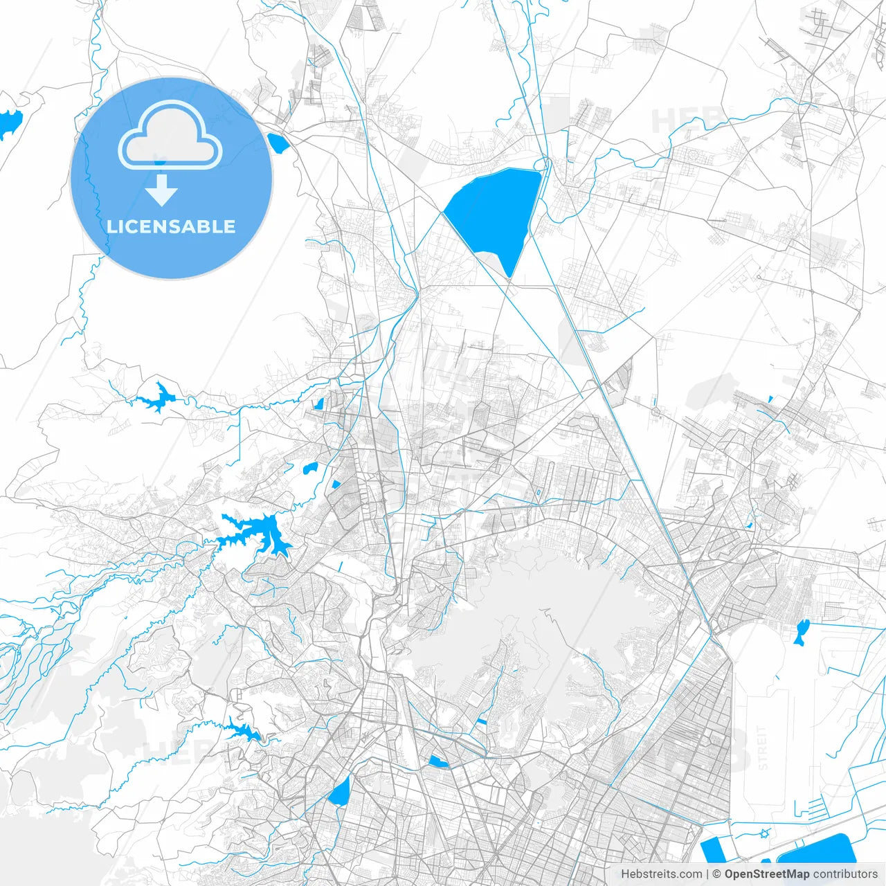 Rich detailed vector map of Cuautitlán, México, Mexico