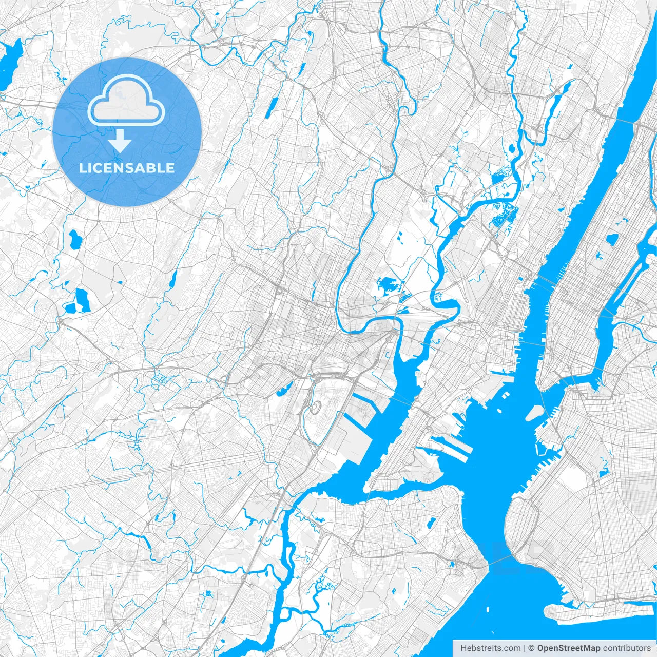 Rich detailed vector map of Newark, New Jersey, U.S.A.