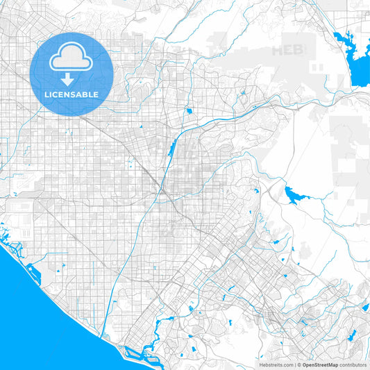 Rich detailed vector map of Orange, California, USA