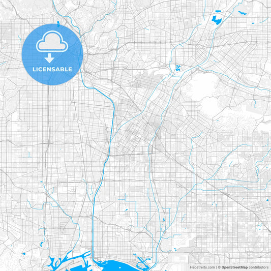 Rich detailed vector map of Downey, California, USA