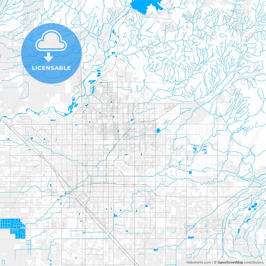 Rich detailed vector map of Clovis, California, USA
