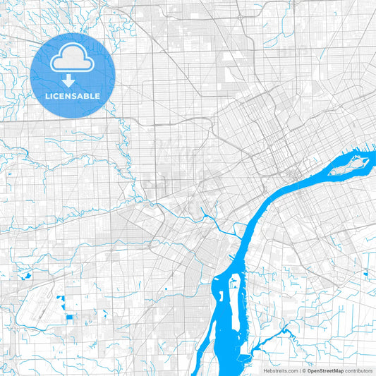 Rich detailed vector map of Dearborn, Michigan, USA