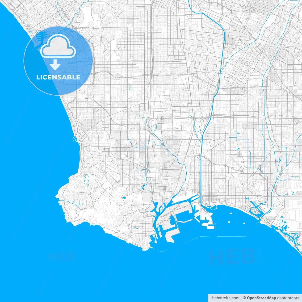 Rich detailed vector map of Carson, California, USA