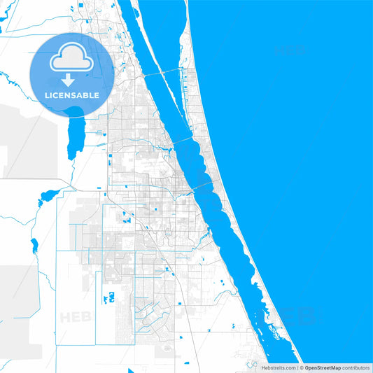 Rich detailed vector map of Melbourne, Florida, USA