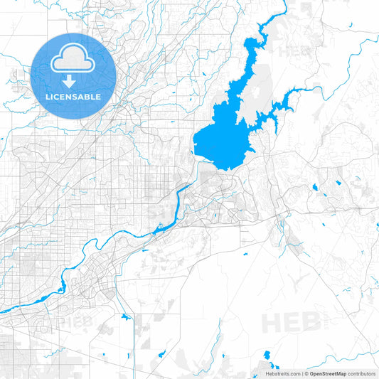 Rich detailed vector map of Folsom, California, USA