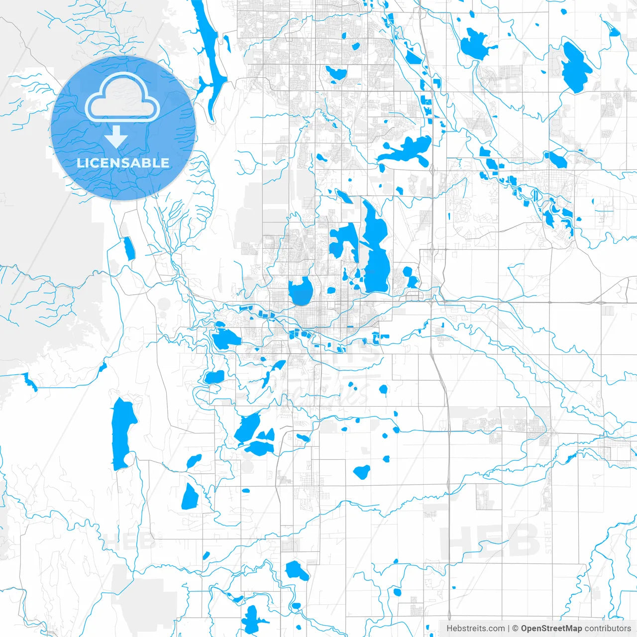 Rich detailed vector map of Loveland, Colorado, USA