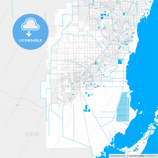 Rich detailed vector map of Homestead, Florida, USA