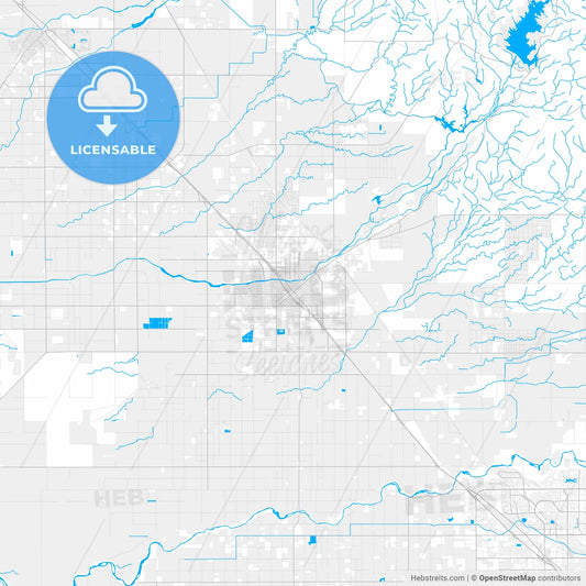 Rich detailed vector map of Madera, California, USA
