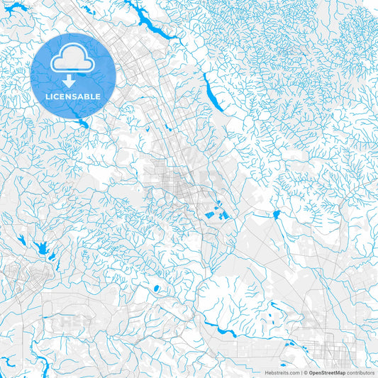 Rich detailed vector map of Gilroy, California, USA
