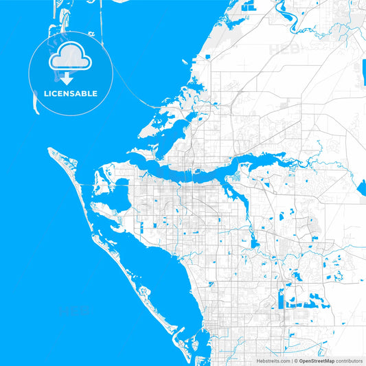 Rich detailed vector map of Bradenton, Florida, USA