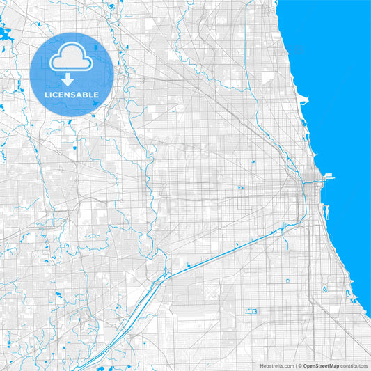 Rich detailed vector map of Oak Park, Illinois, United States of America