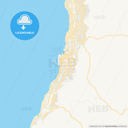Printable street map of Antofagasta, Chile