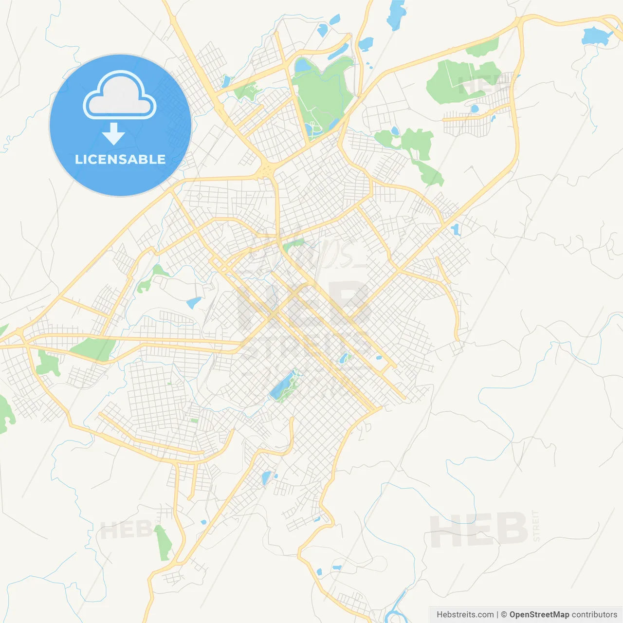 Printable street map of Guarapuava, Brazil