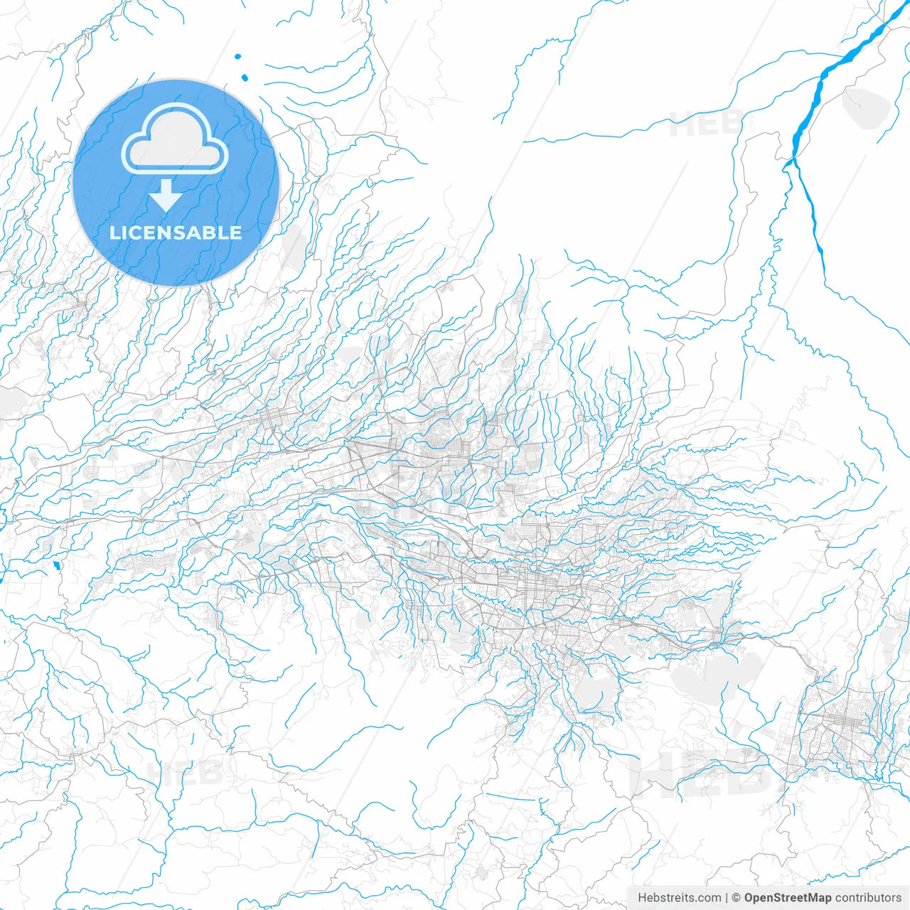 Rich detailed vector map of San Francisco, Heredia, Costa Rica
