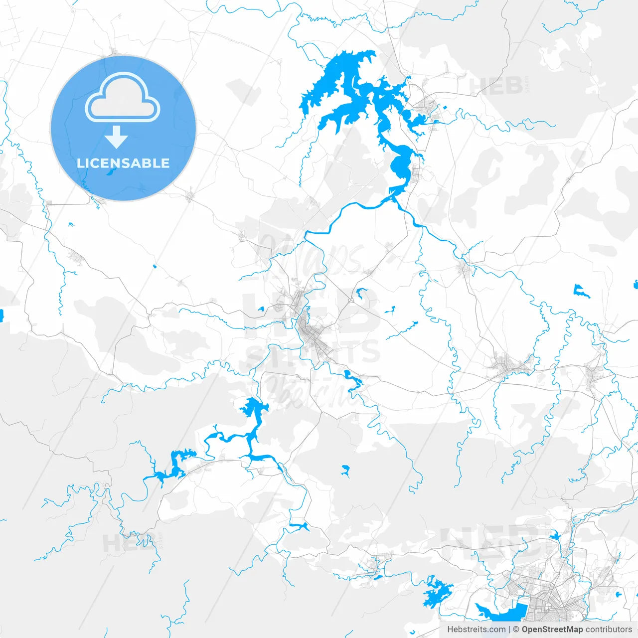 Rich detailed vector map of Palma Soriano, Santiago de Cuba, Cuba