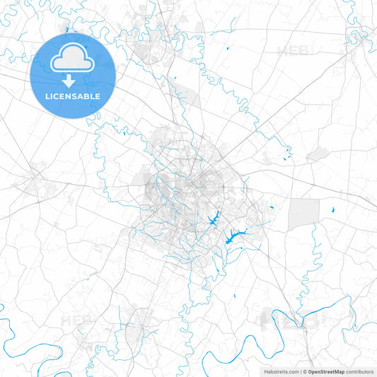 Rich detailed vector map of Lexington, Kentucky, U.S.A.