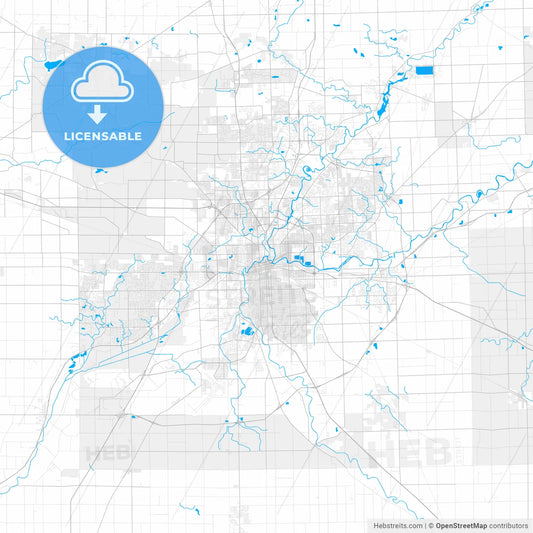 Rich detailed vector map of Fort Wayne, Indiana, U.S.A.