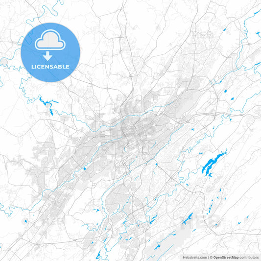 Rich detailed vector map of Birmingham, Alabama, USA