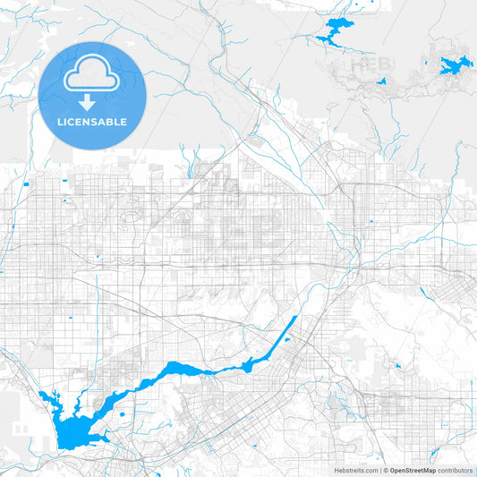 Rich detailed vector map of Fontana, California, USA