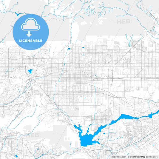 Rich detailed vector map of Ontario, California, USA