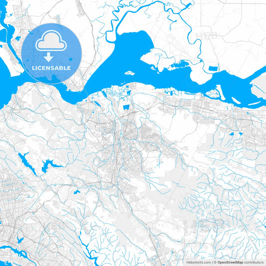 Rich detailed vector map of Concord, California, USA