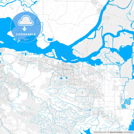 Rich detailed vector map of Antioch, California, USA