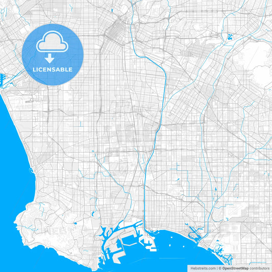 Rich detailed vector map of Compton, California, USA