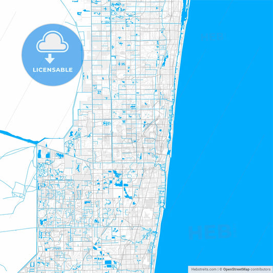 Rich detailed vector map of Boca Raton, Florida, USA