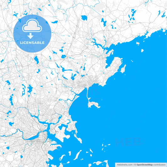 Rich detailed vector map of Lynn, Massachusetts, USA