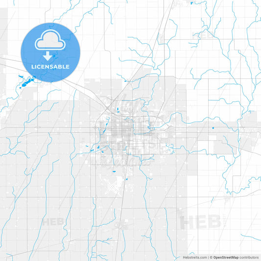 Rich detailed vector map of Champaign, Illinois, USA
